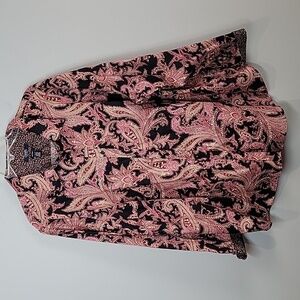 Chaps No Iron Flip Cuffs Button down pink paisley shirt